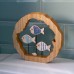 Three Fish in Log Slice Frame, 20cm