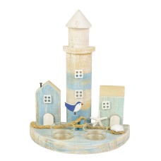 Lighthouse and Huts Tealight Holder, 25cm