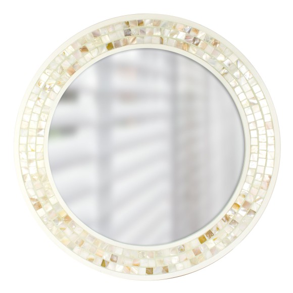 Circular Mosaic Mirror, Natural, 50cm