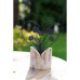 Wire Heart with Flower in Wood Stand, 23cm