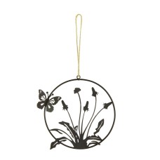 Metal Flowers and Butterfly Silhouette Hanger, 13cm
