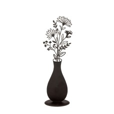 Metal Vase with Daisies Silhouette, 29cm