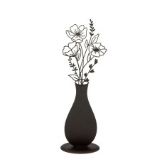 Metal Vase with Pansies Silhouette, 28cm