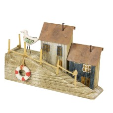 Wooden Harbour Side with Gull, 23cm