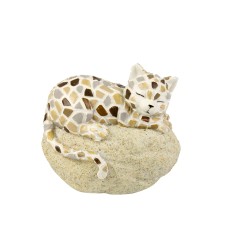 Mosaic Cat on Rock, 8cm