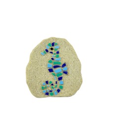 Mosaic Seahorse Pebble, 8cm