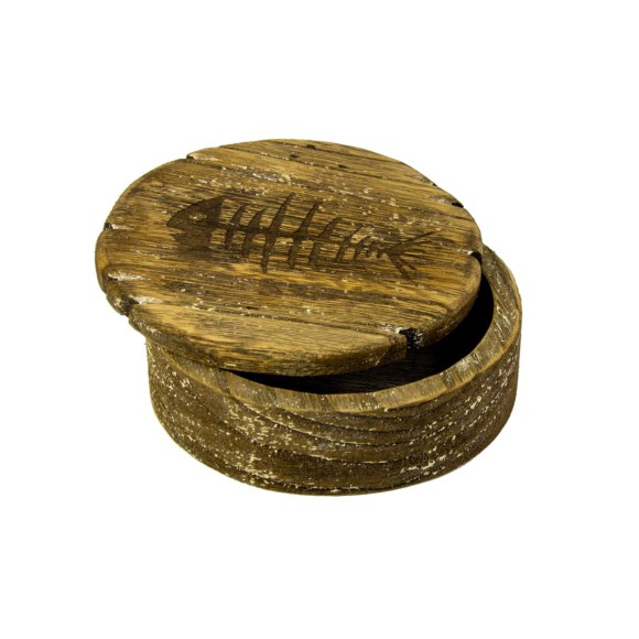 Round Box with Fish Bones, 13cm