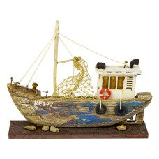 Fishing Trawler on Plinth, blue, 25cm