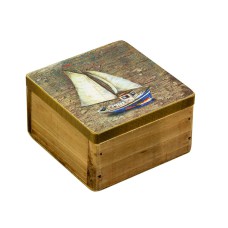 Fishing Boat with Sails Box, 9x9cm