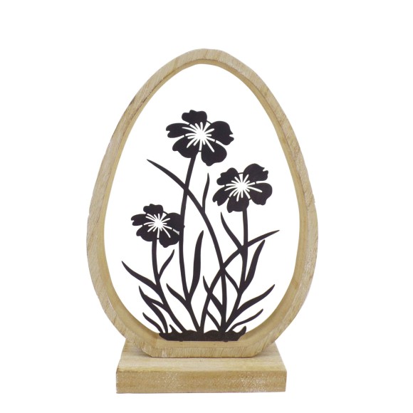 Metal Flowers in Wood Frame, 23cm