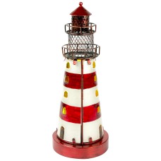 Stained Glass Lighthouse, red, 32cm