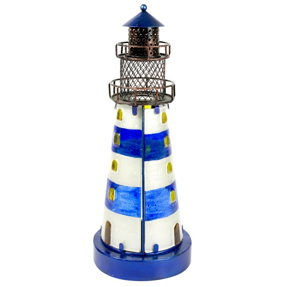 Stained Glass Lighthouse, blue, 32cm