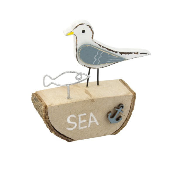 Seagull on Stand with Fish/Sea/Anchor, 10cm