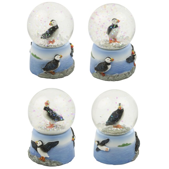 Puffin Snowglobes, 6cm, 4 assorted