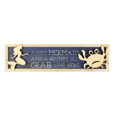 Mermaid & Crab Live Here Sign, 37cm