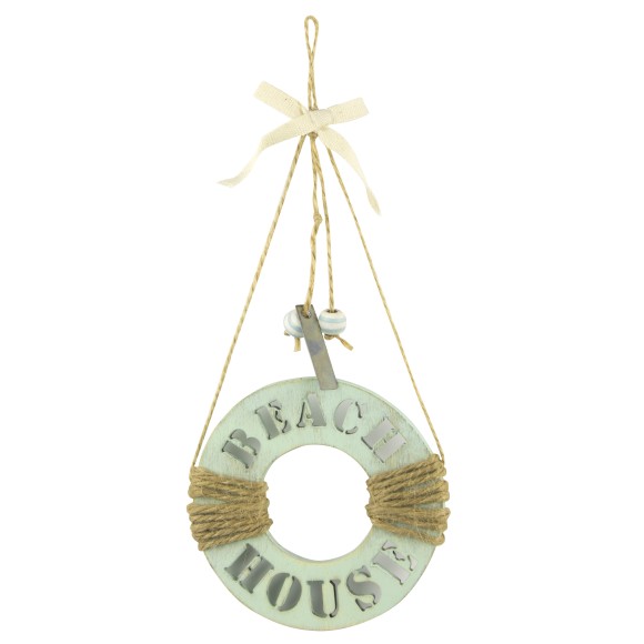 "BEACH HOUSE" Life Ring Hanging Décor, 19cm