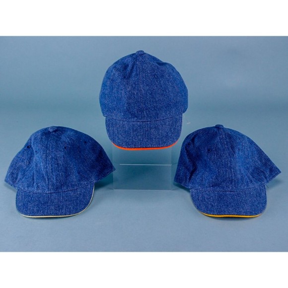 Child's Washed Denim Cap with Trim, 2 assorted