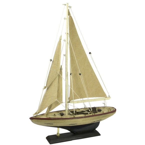 Yacht with Distressed Hull, white, 30cm