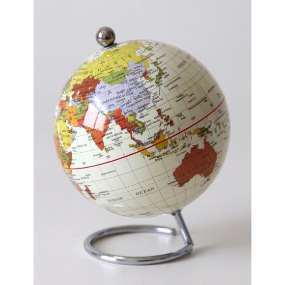World Globe on Metal Stand, ivory, 10cm