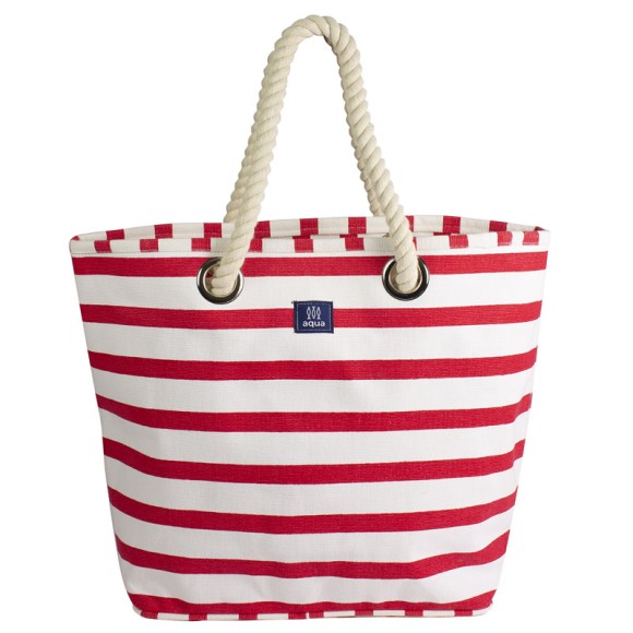 Breton Stripe Canvas Beach Bag, red/white