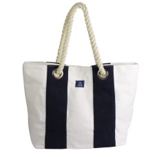 Canvas Beach Bag, blue/white