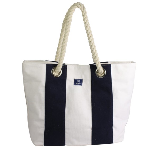 Canvas Beach Bag, blue/white