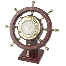 Helmsman Rotating Ship's Wheel Clock, 25cm