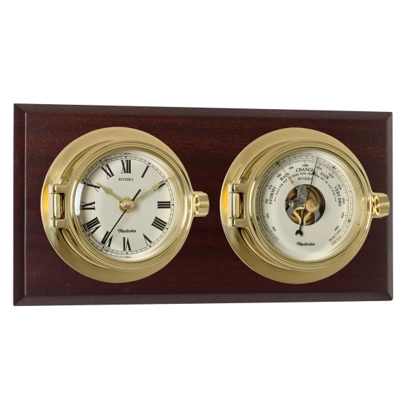 Mounted Riviera Clock and Barometer Set, 33x17cm