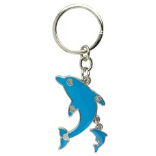 Dolphin & Calf Keyring, blue