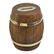 Naval-style "Crew" Barrel Money Box, 13cm