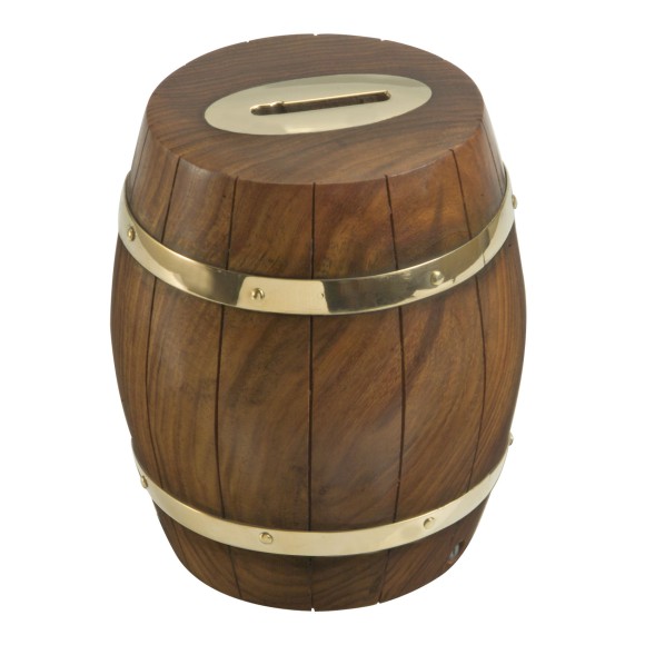 Naval-style "Crew" Barrel Money Box, 13cm