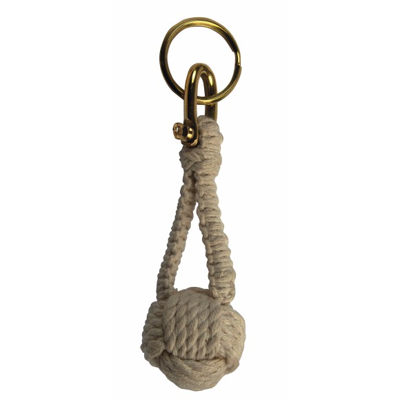 Monkey Fist Knot Keyring, ecru