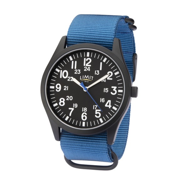 Limit Military-style Watch, black/blue