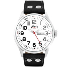 Limit White Dial Pilot Watch, Black Strap